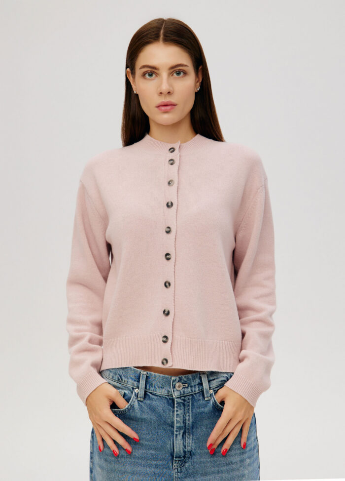 JACKET PINK lambswool button-front 6071