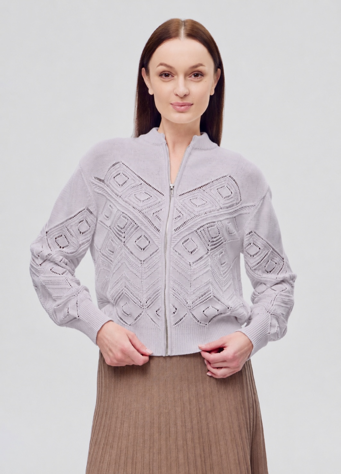 JACKET PURPLE zipper semi-cotton 6007